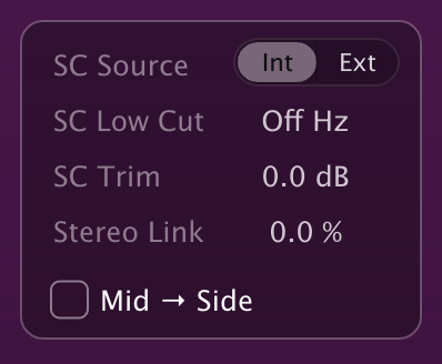 DynCurve Sidechain controls